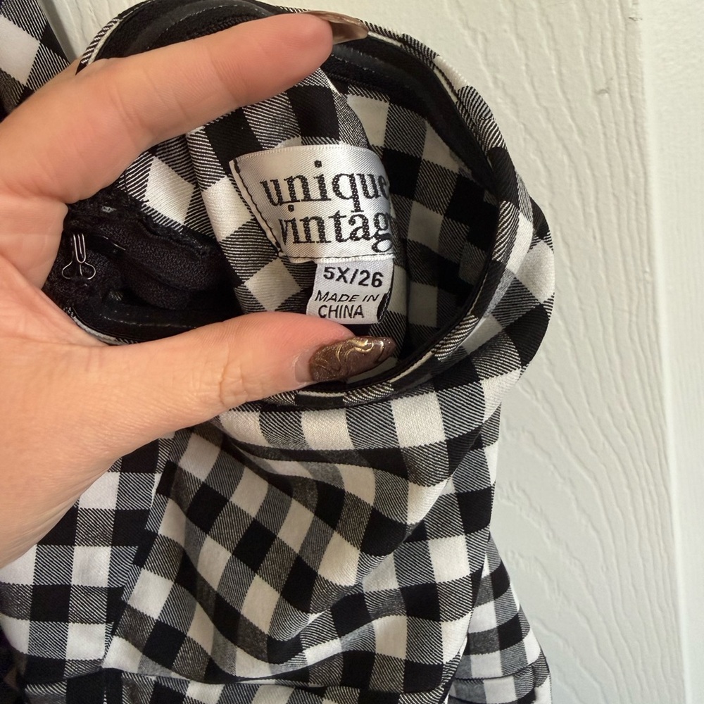 Unique Vintage Black and White Gingham Jumpsuit - Picture 3 of 3